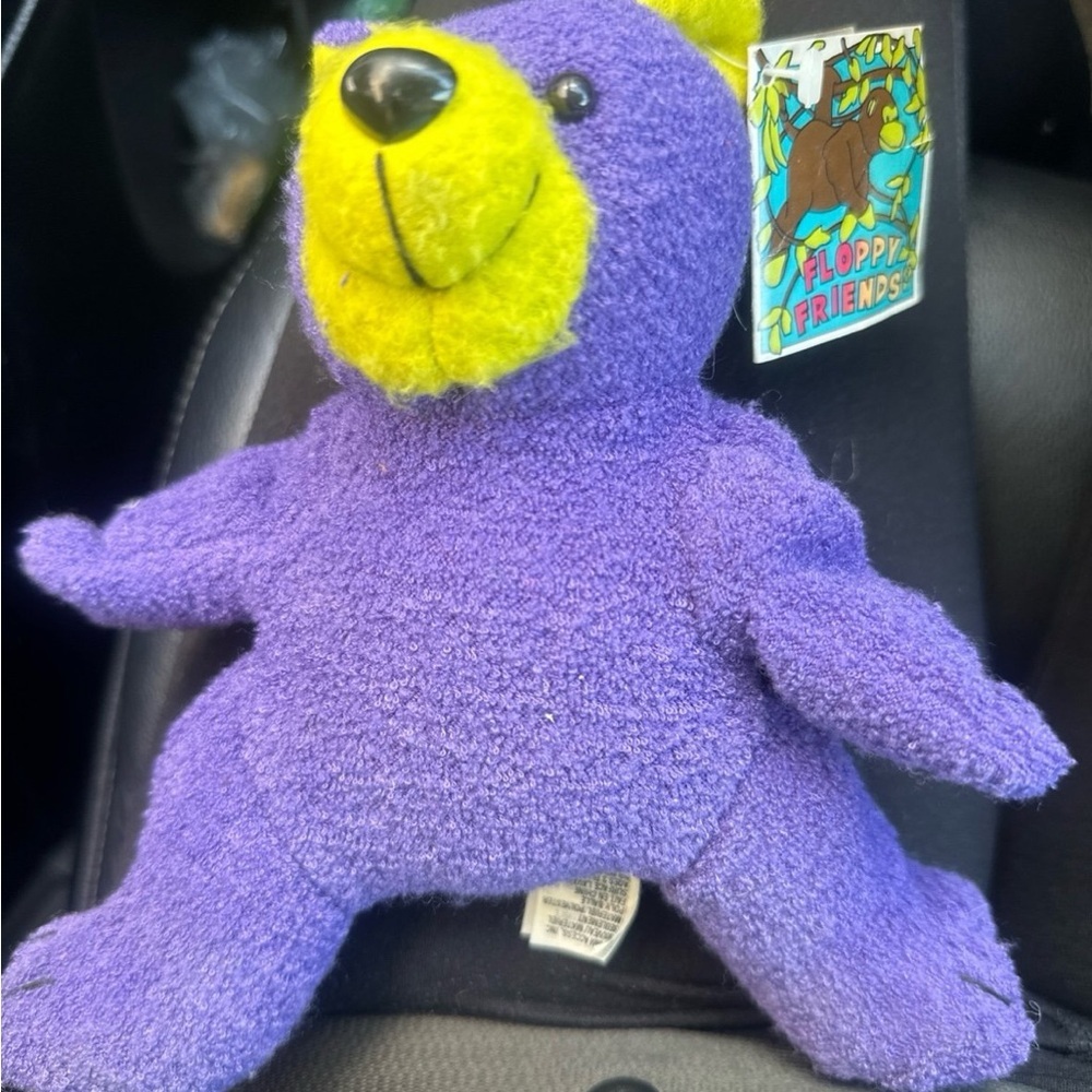 Vintage Floppy Friends Purple‎ and Yellow Plush Bear